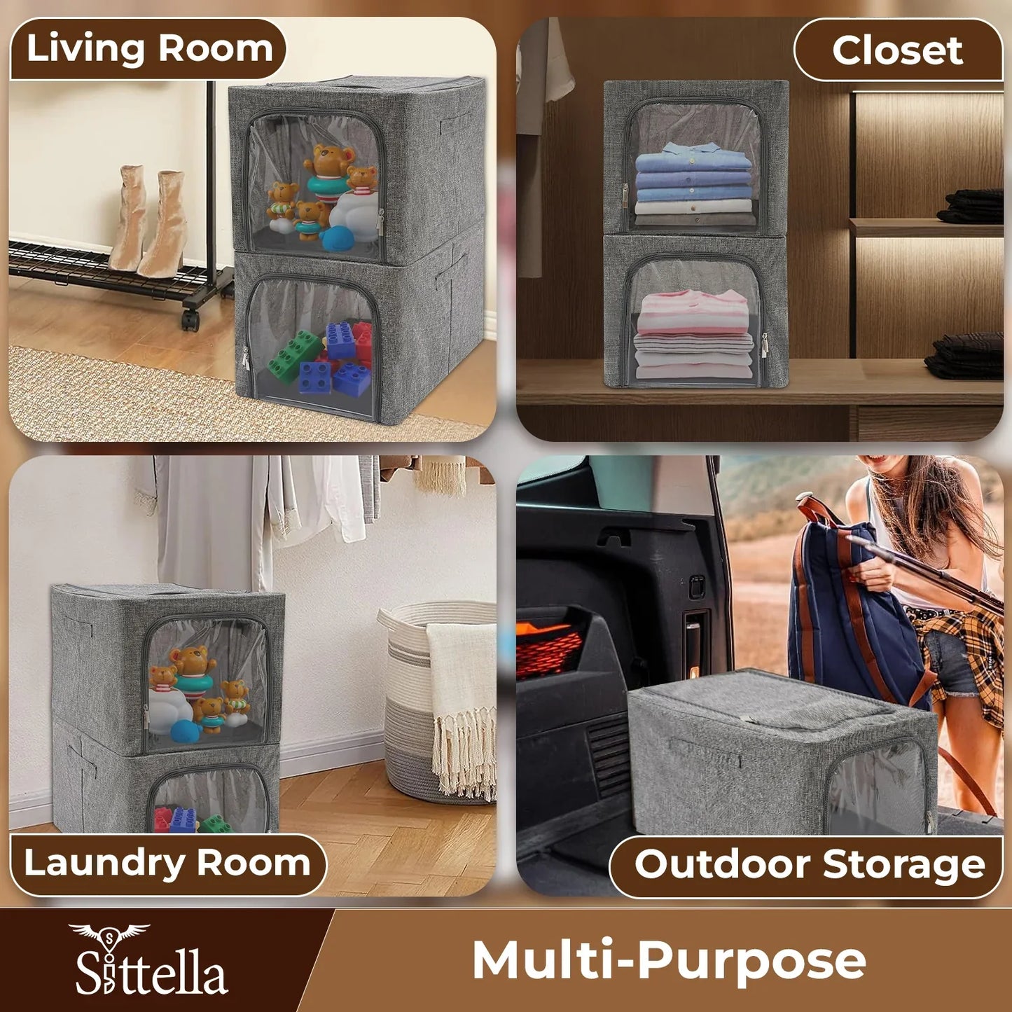 Premium Quality Foldable Zipper Storage Box for Clothes, Shoes & More