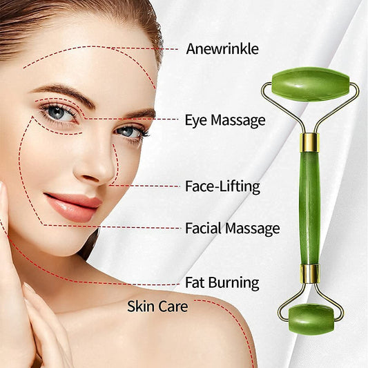 Natural Stone Jade Roller With Gua Sha Set For Facial Massager