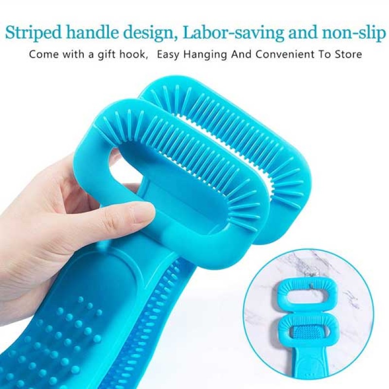 (Pack of 2) Silicon Body Bath Back Scrubber Belt-Double Sided Soft Scrubber For Body Cleaning