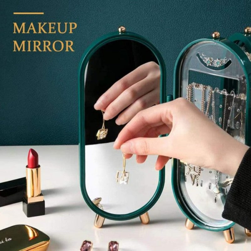 Jewelry Organizer Storage Box Necklaces Earrings Display Case 4 Doors