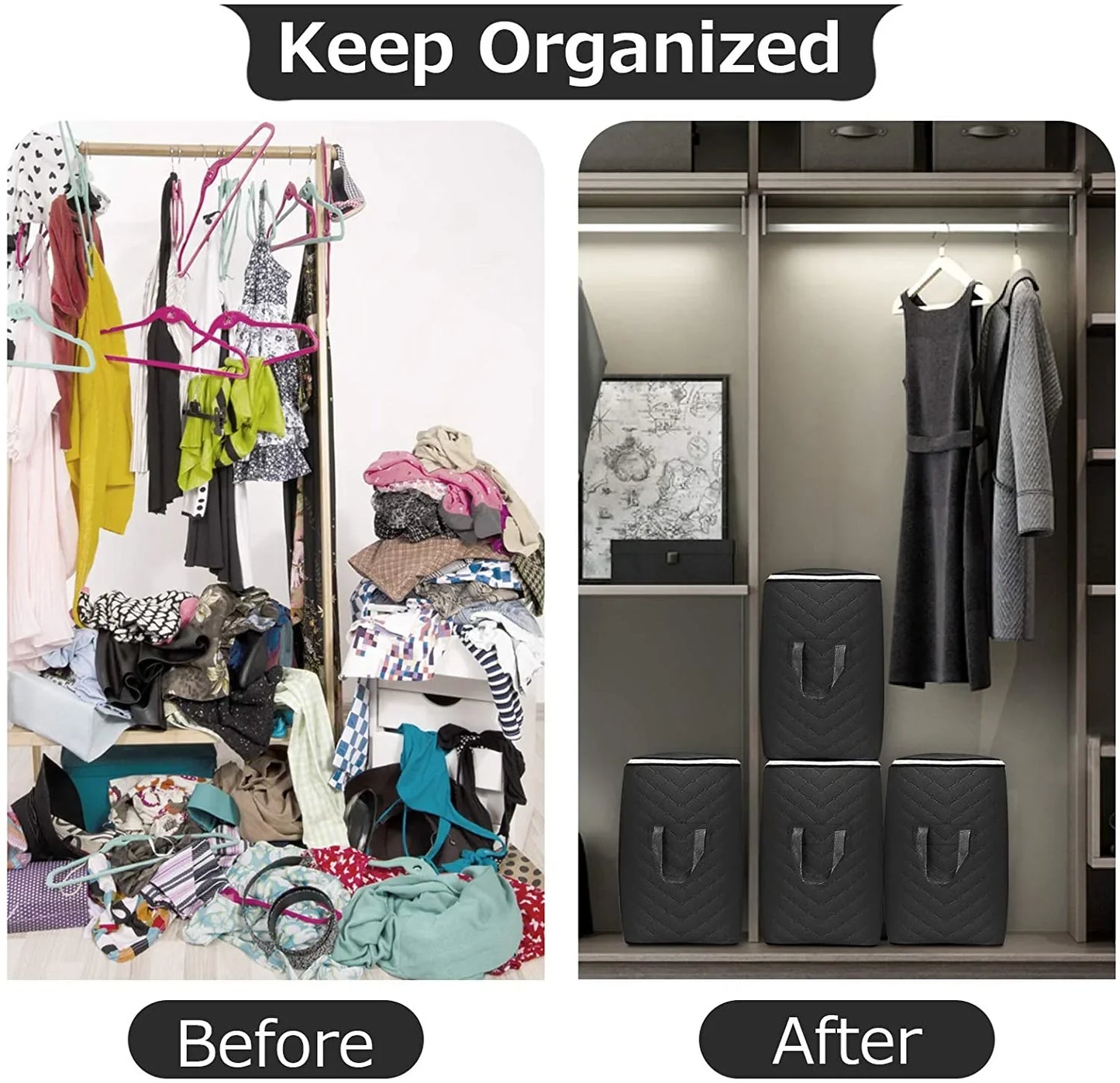 Clothes Storage Bag - Portable and Foldable (Pack of 3)