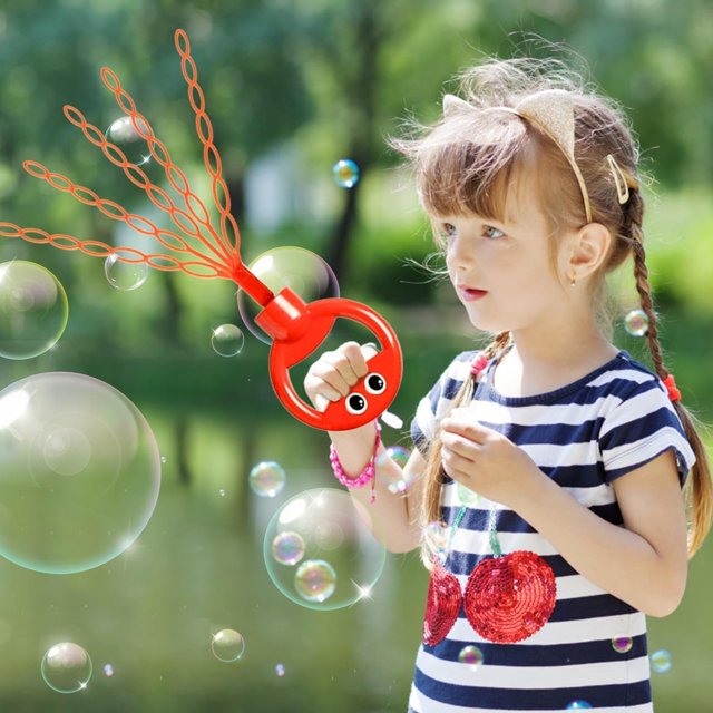 Kids Smiley Face Bubble Wand Toy With 2 Liquid Packet
