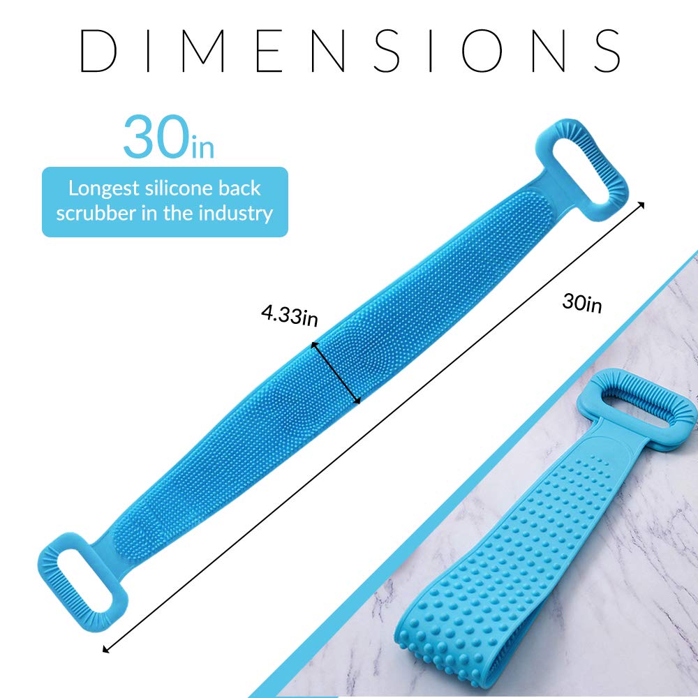 (Pack of 2) Silicon Body Bath Back Scrubber Belt-Double Sided Soft Scrubber For Body Cleaning