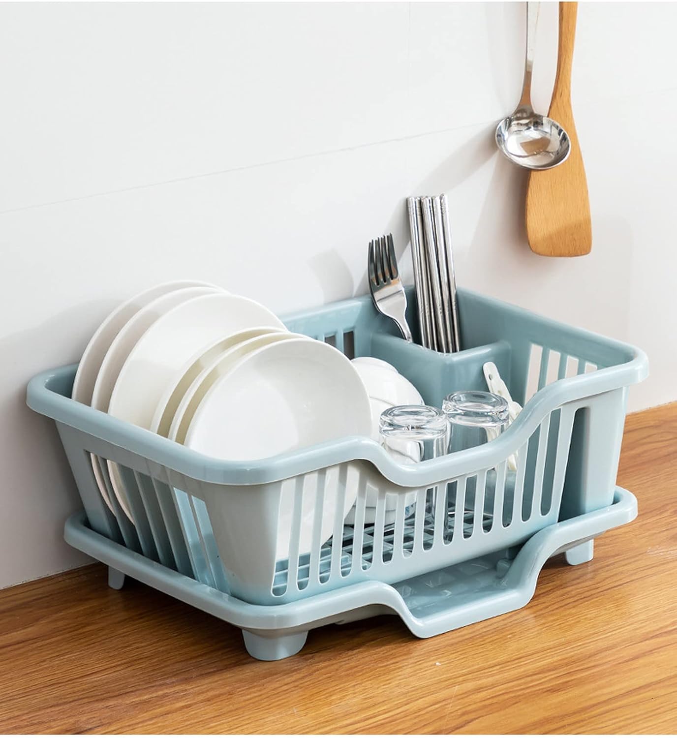 Kitchen Dish Drainer Drying Sink Rack with Tray