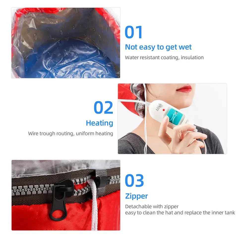 Electric Thermal Hair Steamer Cap for Hair SPA Massager