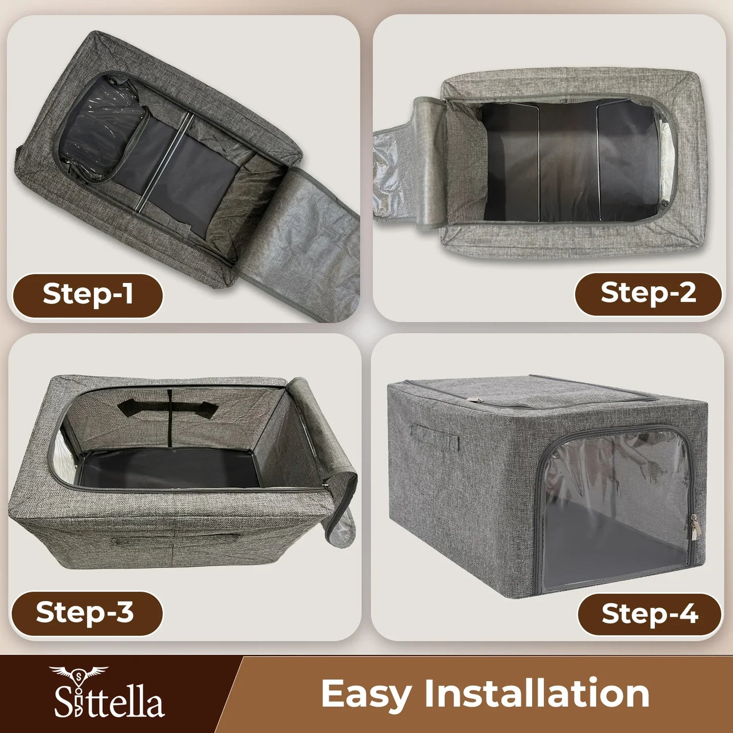 Premium Quality Foldable Zipper Storage Box for Clothes, Shoes & More