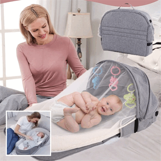 Portable Newborn Baby Bed with Toys Mosquito Net - Foldable Travel Infant Bed