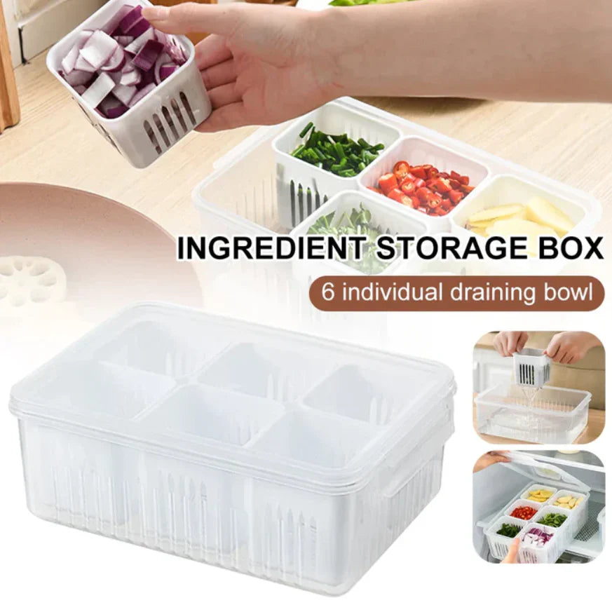 6 Grids Food Storage Container with Lid