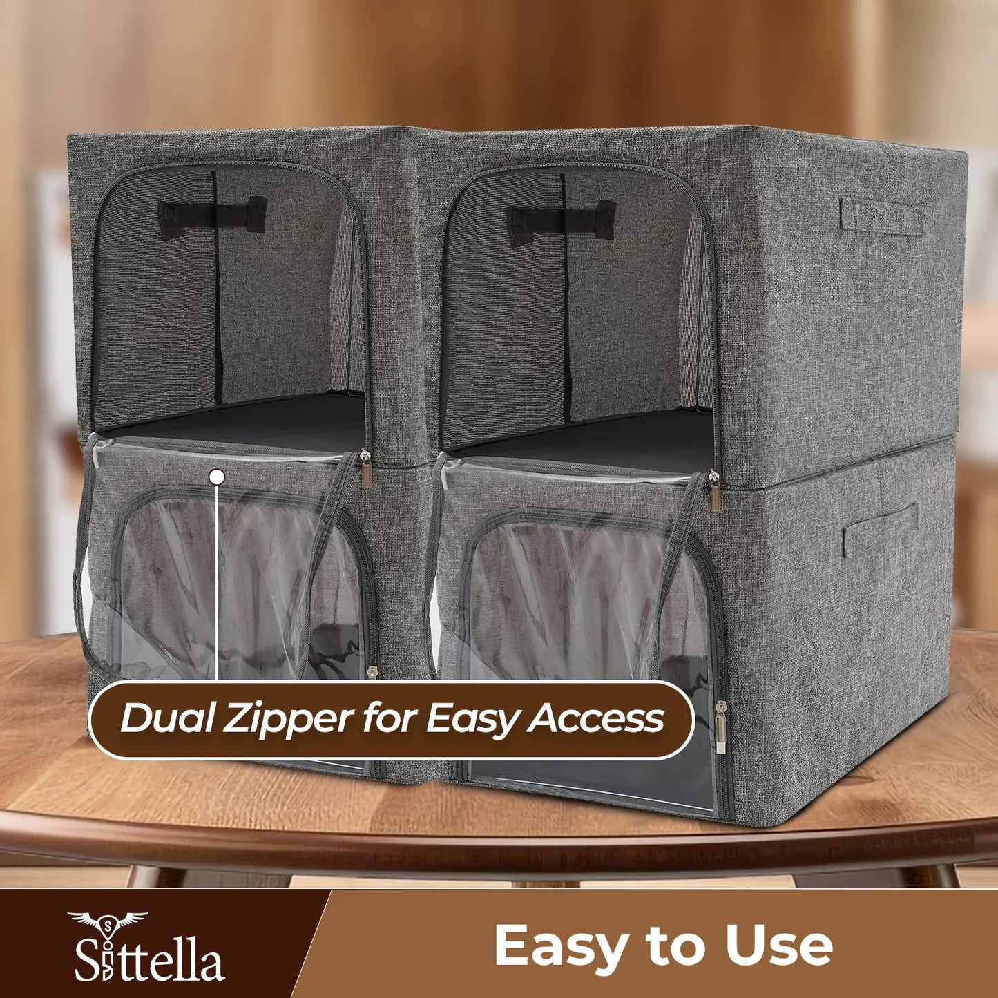 Premium Quality Foldable Zipper Storage Box for Clothes, Shoes & More