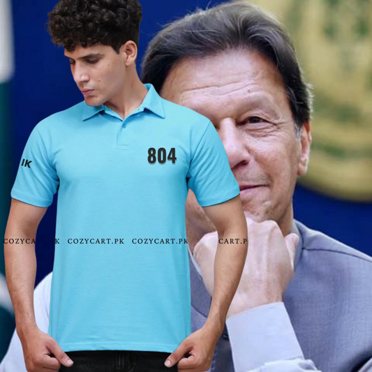 Sky Blue 804 Embroidery Polo Shirt - Eid Best Seller🔥