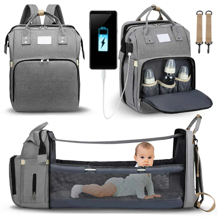 Baby Travel Diaper Bag With Outdoor Bassinet Bed  Backpack