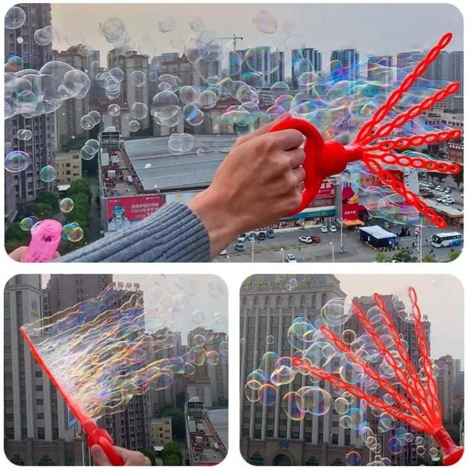 Kids Smiley Face Bubble Wand Toy With 2 Liquid Packet